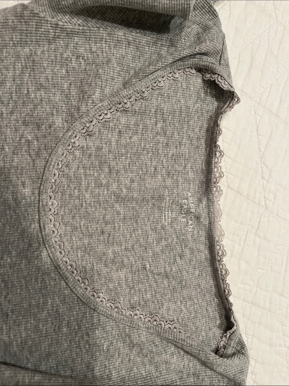 American Eagle Outfitters Heather Gray Ribbed Long-Sleeve Scoop Top - Picture 2 of 2